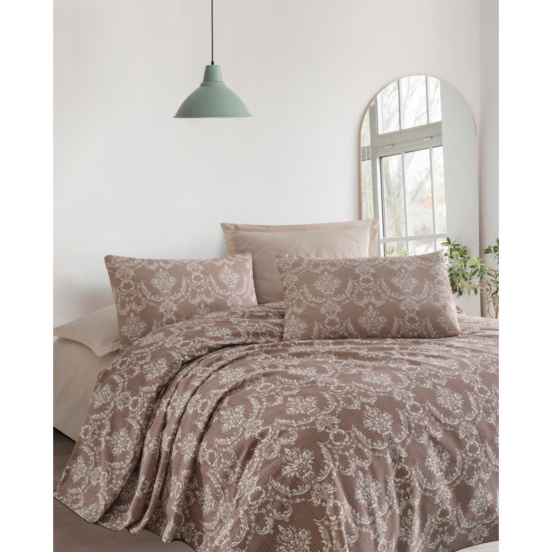 100% Cotton Single Pique Bed Cover, 61 x 79 | Soft & Durable, 280 g/m² Fabric | Machine Washable at 86°F | Elegant Brown Color | Ideal for Cozy Bedrooms, Lightweight & Non-Elastic Design for Comfort