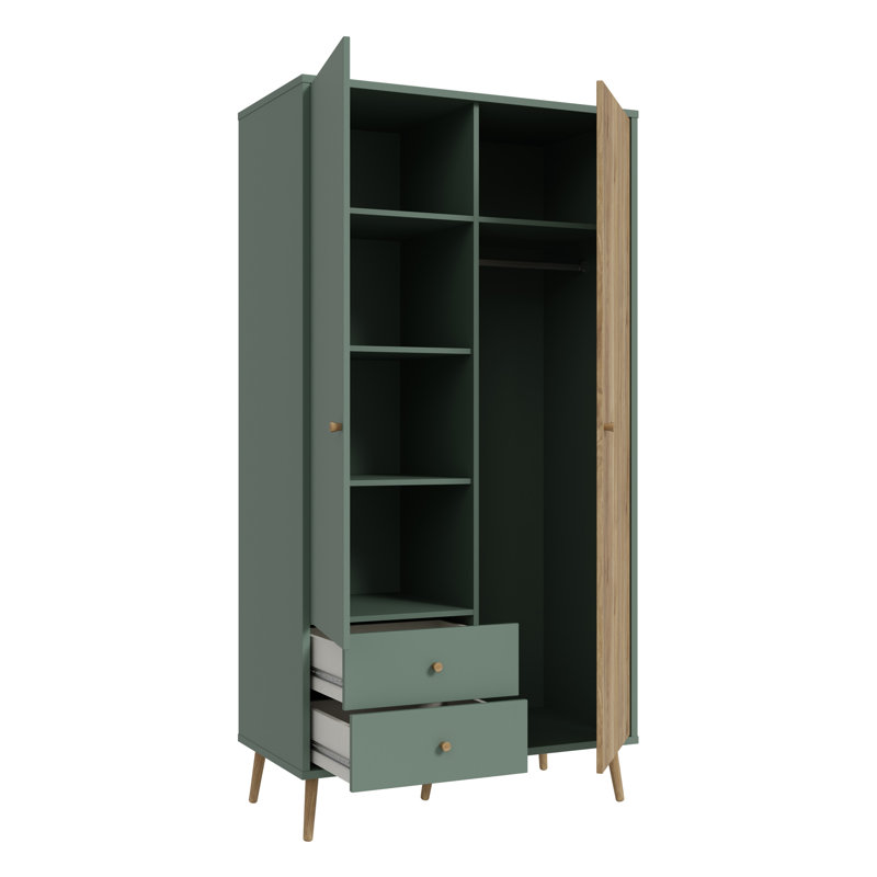 HARLLSON 2 Door Manufactured Wood Wardrobe, Green/Brown