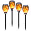 Lampes de poche solaires d'extérieur avec 96 DEL à effet flamme dansante, résistantes aux intempéries, pour l'éclairage des allées de jardin.