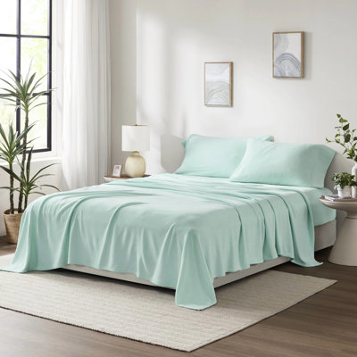 Drap-housse 100% molleton 4 pièces, ultra doux, confortable, boulochage, lavable à la machine, comprenant des draps-housses plats et 2 taies d'oreiller pour un sommeil luxueux en molleton