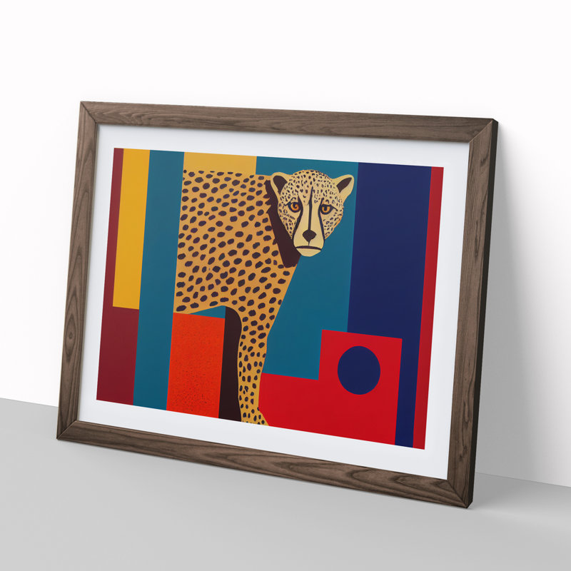 Abstract Cheetah - Single Picture Frame Print, 25cm H x 34cm W x 2cm D, Walnut