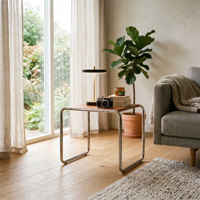 18.89 "Wide Modern Metal Leg Coffee Table, Solid Wood Top Living Room Minimalist Center Table ﻿