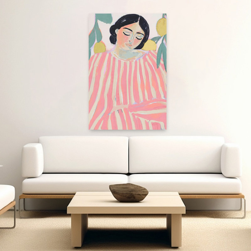 «Lemon Daydream Contemporary Dreamy Minimalist Lemon Tree Fruit», reproduction d'art murale, 60" H x 40" W