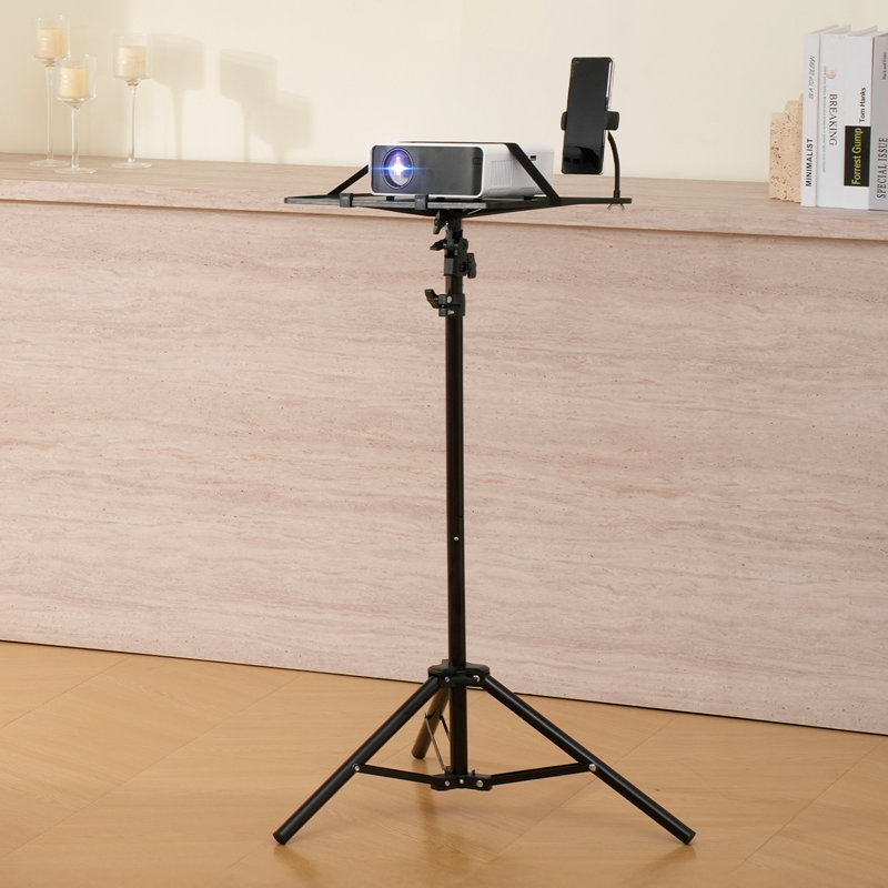 Support pour projecteur avec support pour ordinateur portable, hauteur du trépied réglable de 26,97 à 63 po