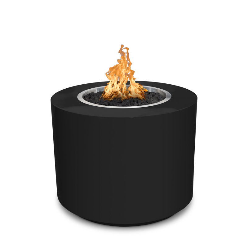 Beverly Round Concrete Smokeless Fire Pit, 24" H x 36" W x 36" D, Black Powder Coat, Natural Gas