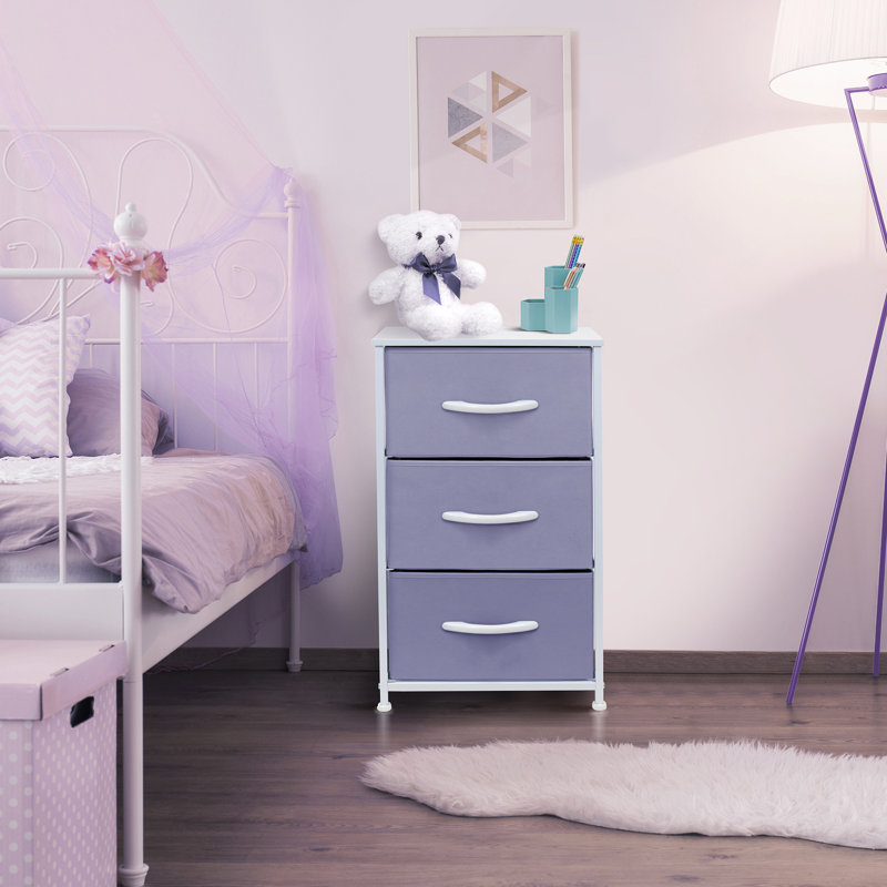 3 Drawers Chest Dresser - Aqua, Purple/White