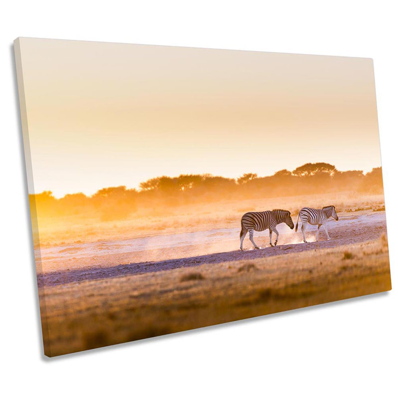 Zebra Sunset Safari - Wrapped Canvas Print, 81.3cm H x 121.9cm W x 4cm D