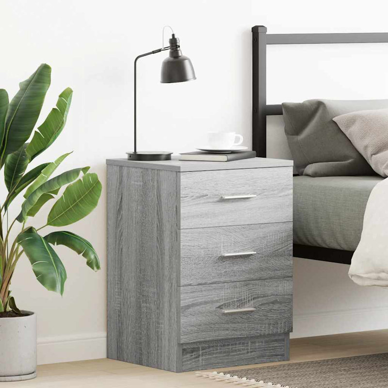 Julieanna Bedside Cabinet 38x35x56 cm Engineered Wood, Gray Wood, Set of 1