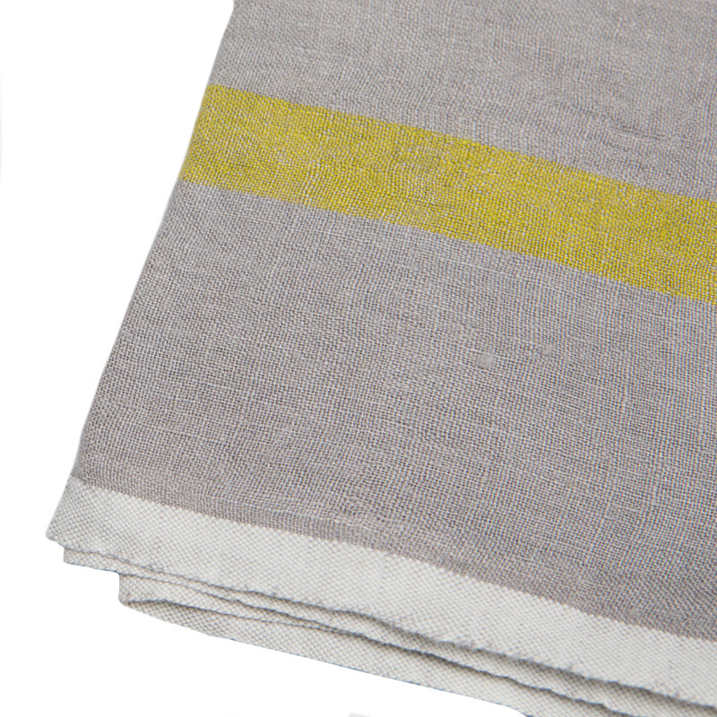 Laundered Stripe Tea Towel Kitchen Towel, Grey/Lime