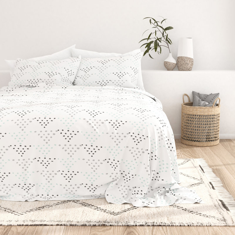 King Light Gray Trio Dots Microfiber Sheet Set