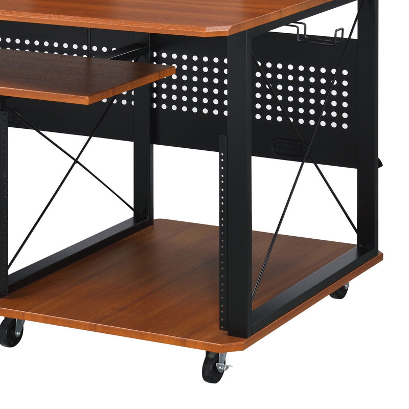 Mehraan 71.6'' W Music Desk, Cherry/Black