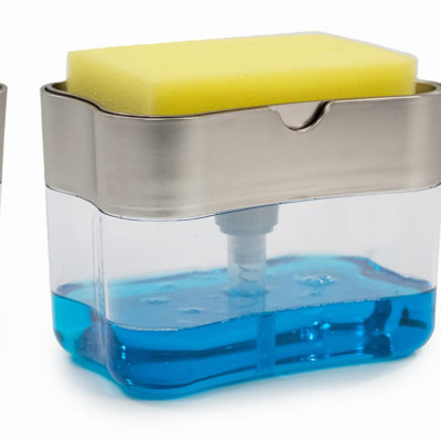 SilverStream Kitchen Sink Dish Soap Dispenser with Sponge Holder, 13oz Capacity