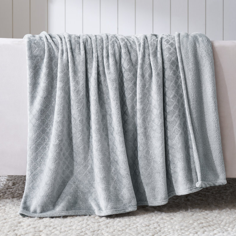 Literie en flanelle Atka Diamond, Platine, Très grand simple
