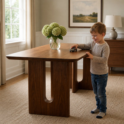 Minimalist Solid Wood Rectangular Dining Table for Modern Kitchens and Living Rooms, Durable and Stylish