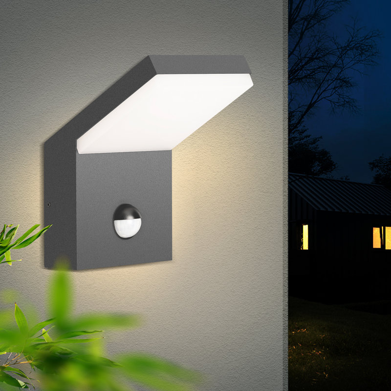 Wall Light Outdoor LED Wall Mount Lamp Wall Sconce Lighting with Motion Sensor Lantern Fixture, Grey