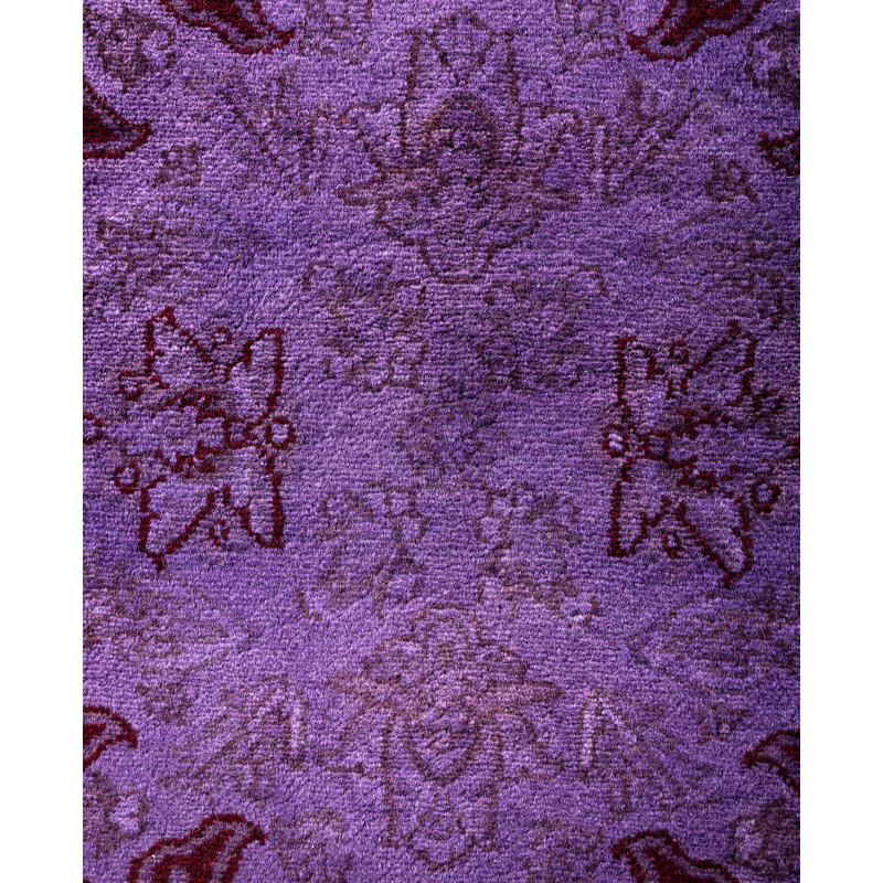 Overdyed Hand-Knotted Wool Modern-Contemporary Purple Area Rug 4' 7" x 6' 7"