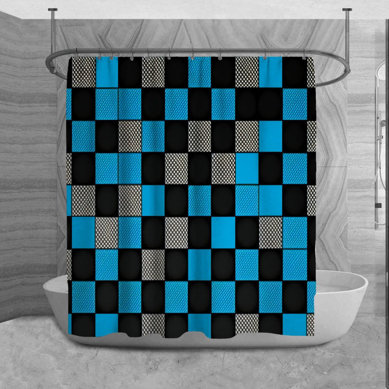 Rideau de douche à carreaux Agathon, H 73 po x l 70 po