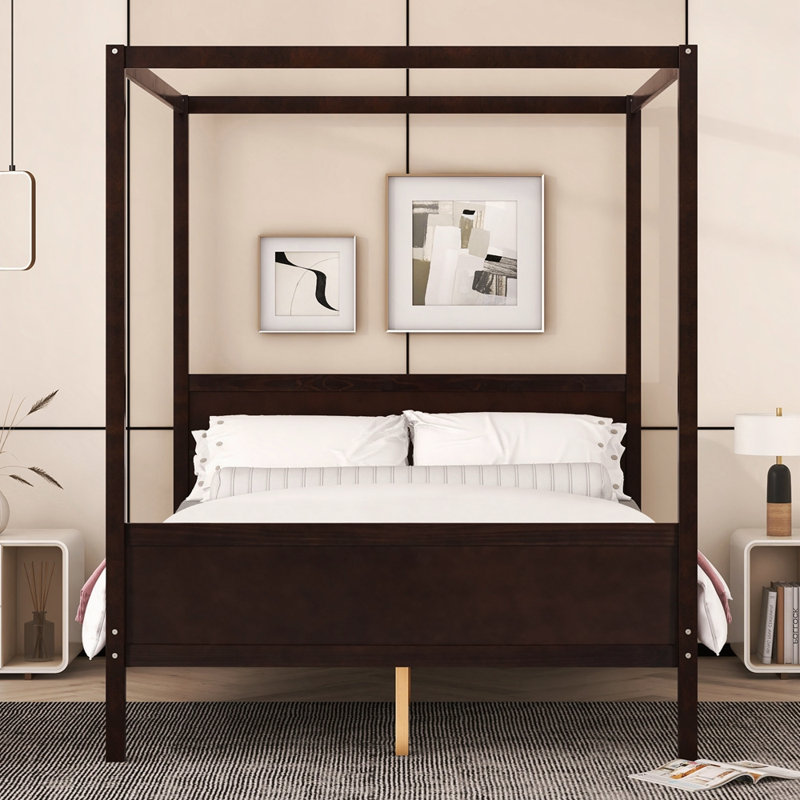 Wood Canopy Platform Bed, Espresso