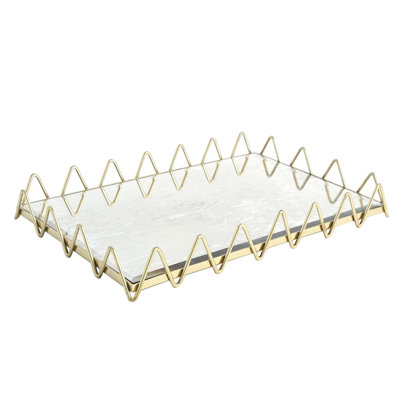 Ric Rac Tray-Gold W/Antique Mirror