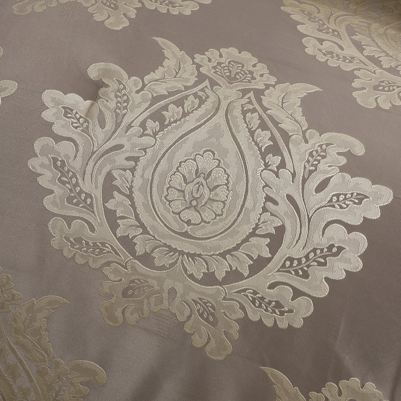 Ensemble d'édredon damassé traditionnel 7 pièces Therese, Édredon de très grande taille et 6 pièces suppl, Bleu