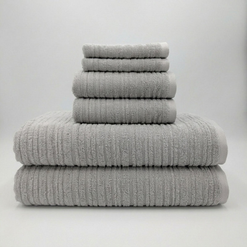 100% Cotton Washcloth and Hand Towel, Ciment