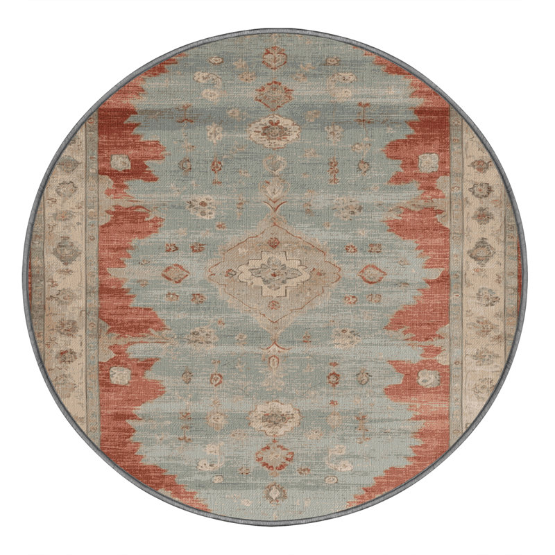 Machine Washable Overdyed Gray Area Rug, Round 6'