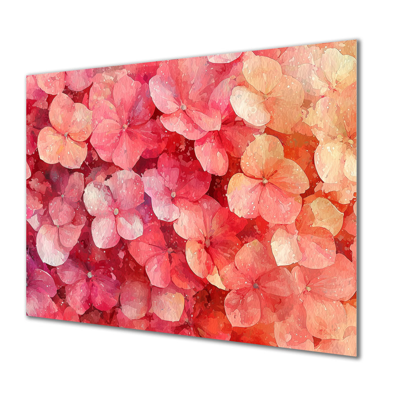 Abstrait hortensia éclaboussures d'été - reproduction d'art traditionnelle en métal, art mural en métal hortensia
