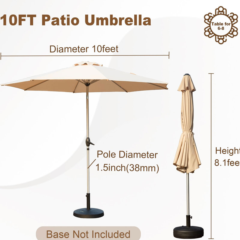 Parasol de patio 10 pi - Design portatif beige