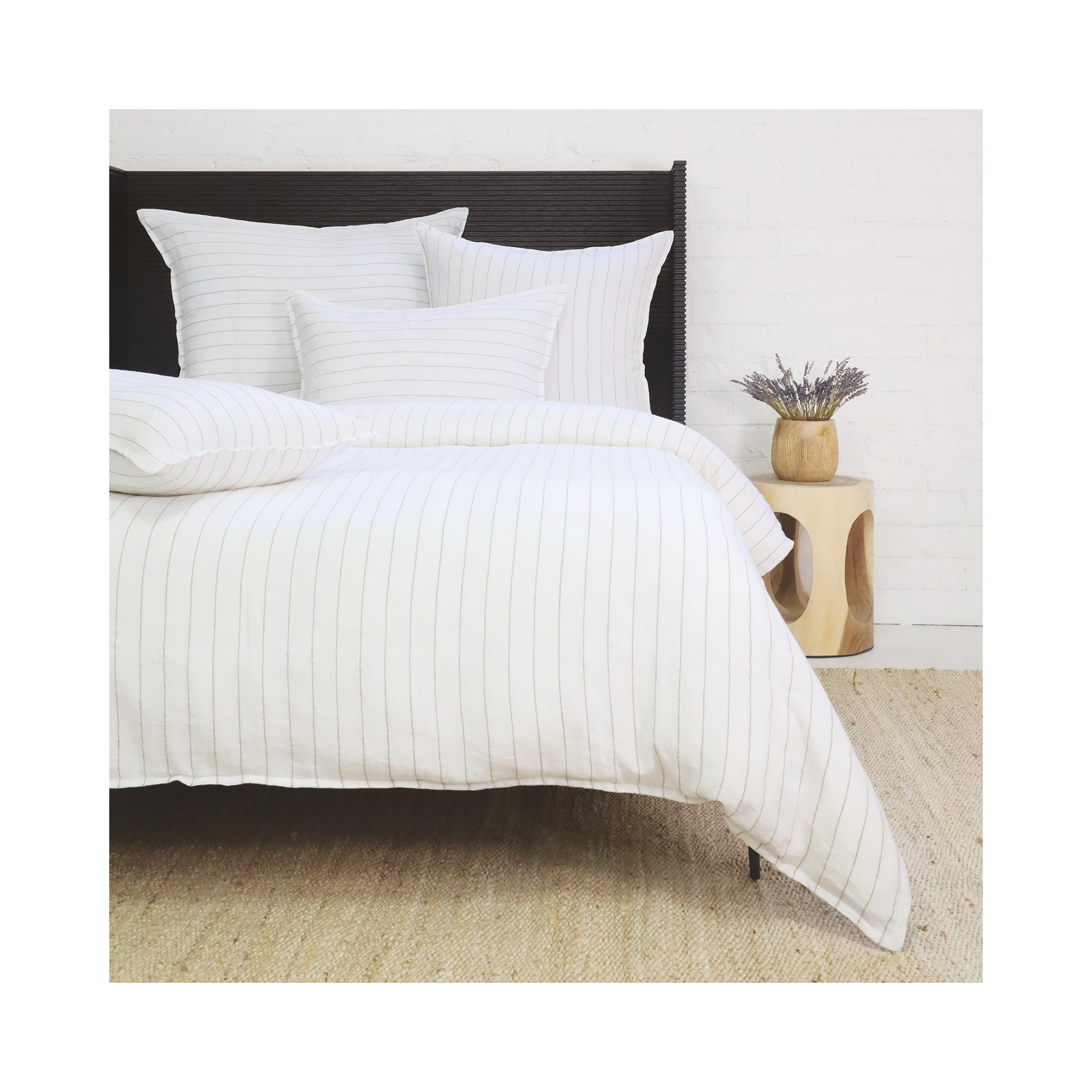 Blake Linen Shams, King, White/Natural