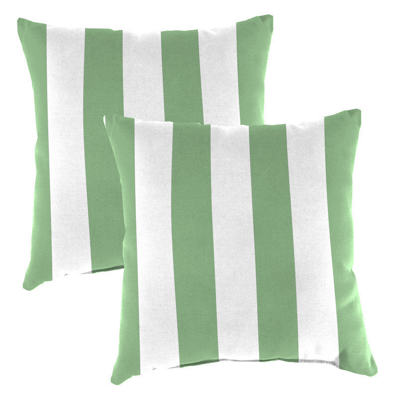 20" x 20" Outdoor Throw Pillow (Set of 2), Awning Stripe Cucumber