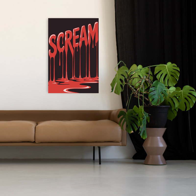 Cri rouge dégoulinant, affiche d'art mural gothique abstraite contemporaine, H 48 po x l 32 po
