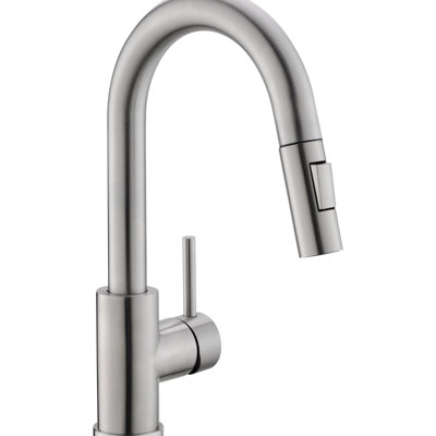 Brushed Nickel Sink Faucet With Pull Out Spray, Classic Style For Kitchen And Bathroom, Ceramic Filler Bathroom Down , Contemporary Faucet, Single Handle