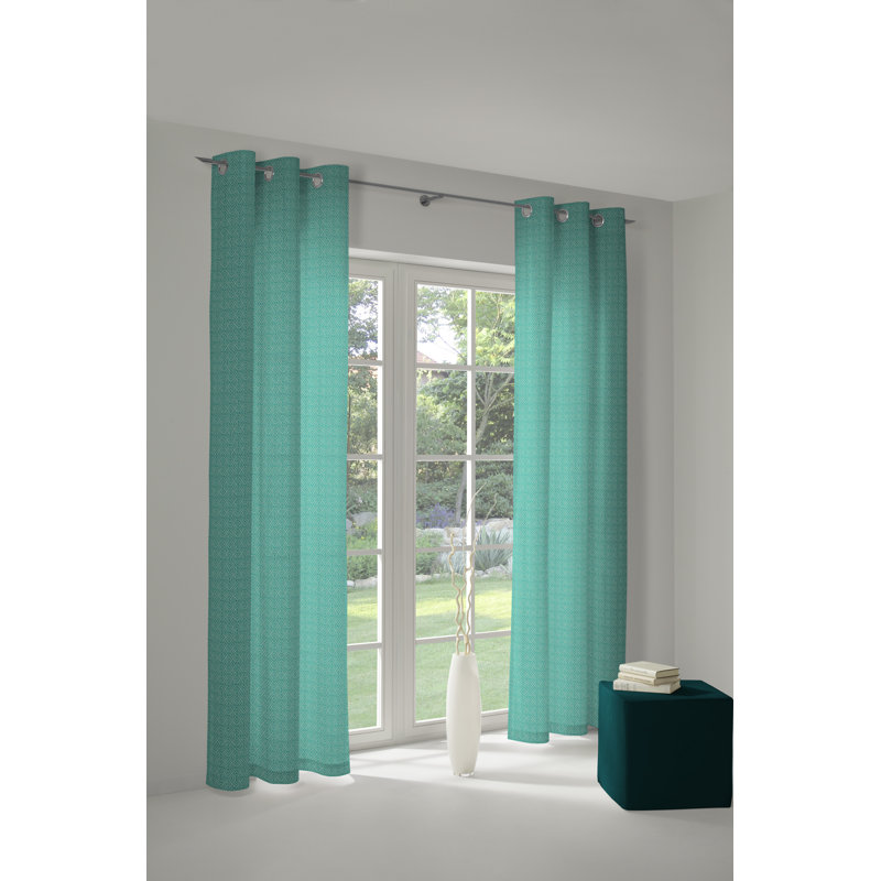 Salguero Eyelet Opaque Single Curtain, Petrol, 145cm Width x 145cm Drop