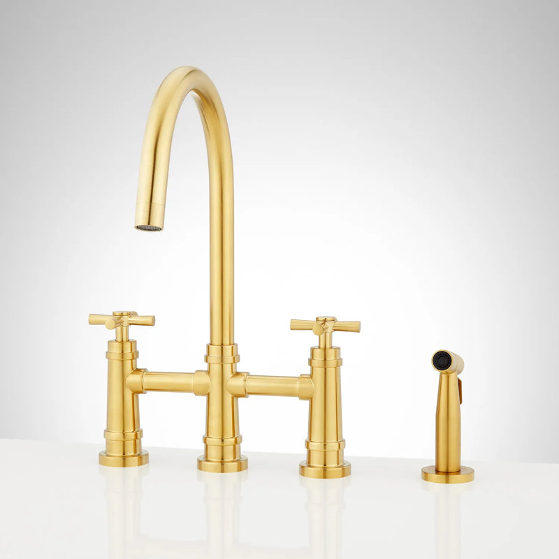 Ailey Bridge Kitchen Faucet with Side Spray, Brushed Gold