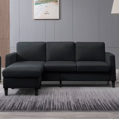 Ebern Sectional Sofa with Movable Ottoman, Small L Shaped Sectional Sofa with Storage Ottoman