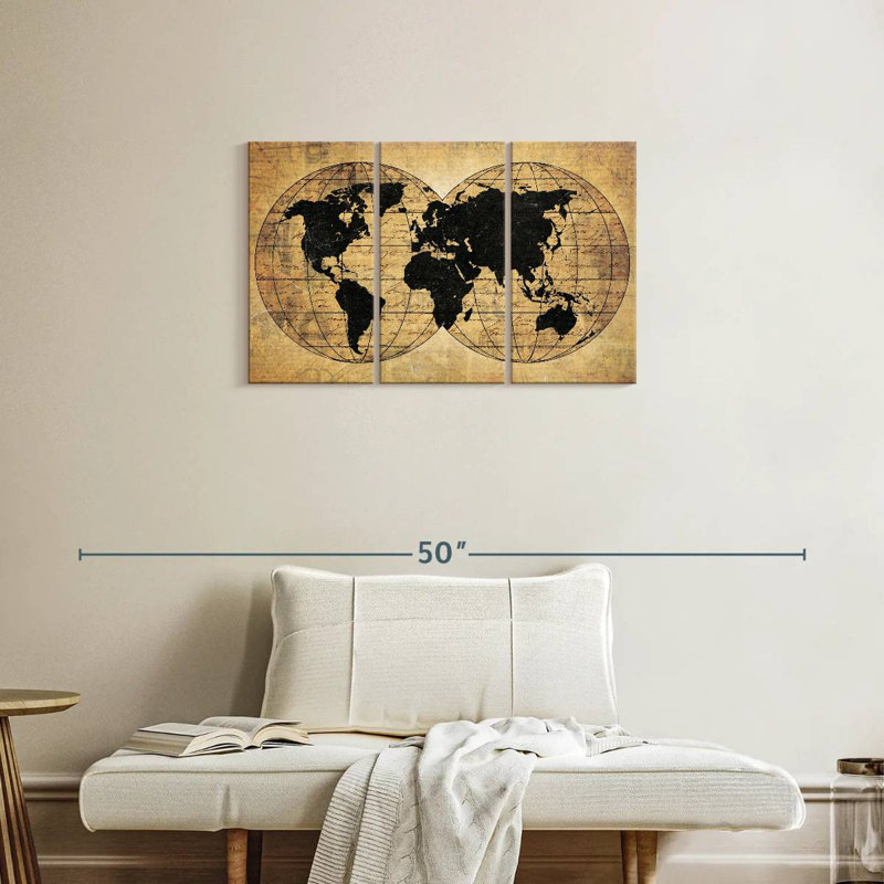Carte du monde Aliaz Old Globe, H 20 po x l 33 po