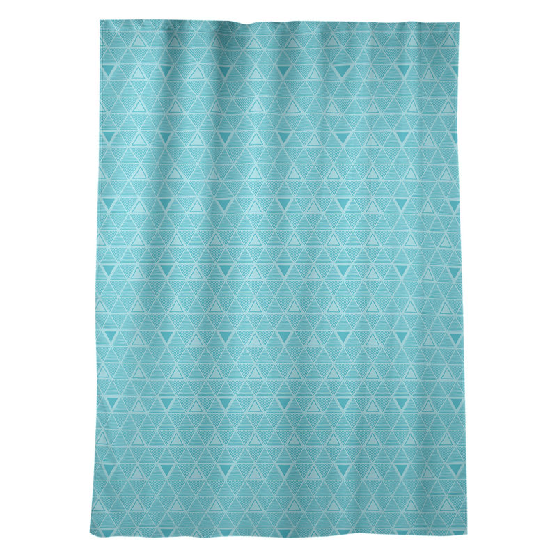 Classic Hand Drawn Triangles Geometric Room Darkening Thermal Rod Pocket Single Curtain Panel, Teal/Silver