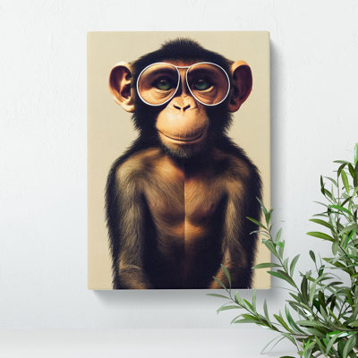 A Monkey In Glasses No.2 - Wrapped Canvas