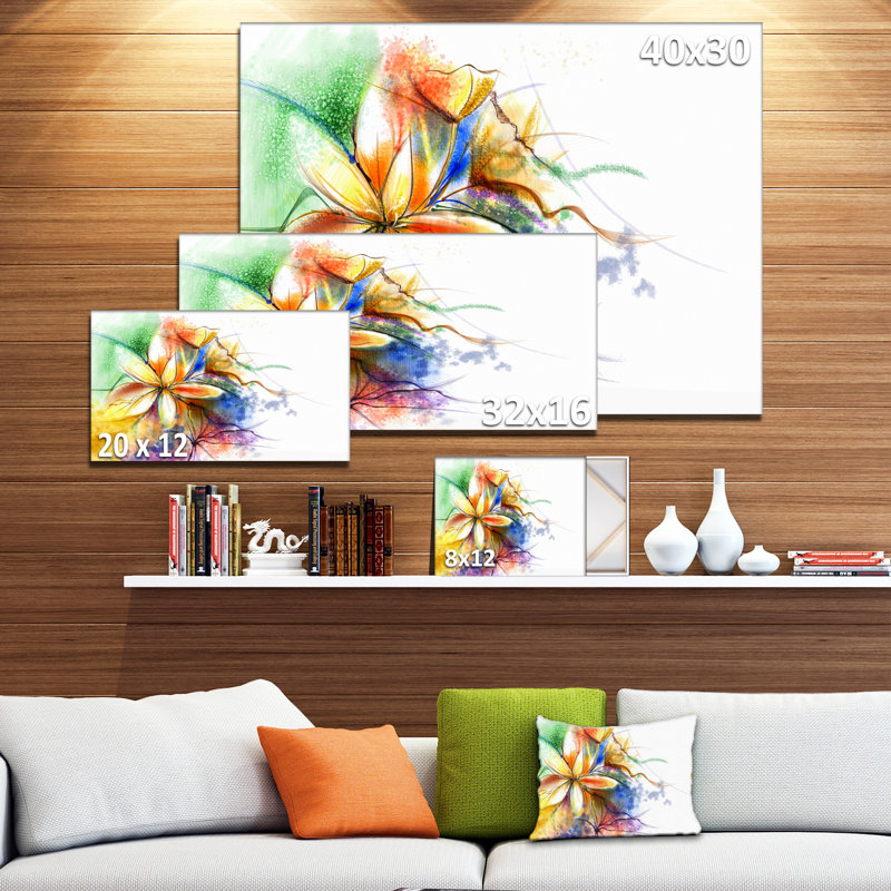 « abstract fleur fusion », reproduction d’art sur toile tendue, H 16 po x l 32 po x P 1 po