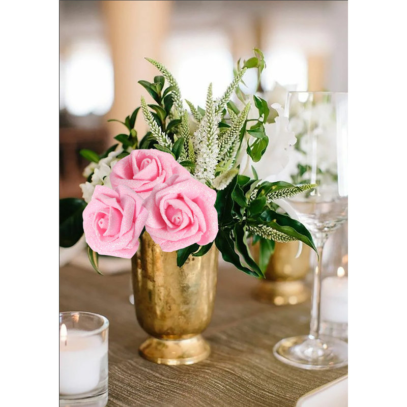 30PCS Fleurs artificielles Roses dorées Fleurs artificielles Roses scintillantes, Rose