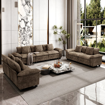Ensemble de canapé modulaire rembourré 3 pièces, ensemble de canapé surdimensionné avec canapé et causeuse