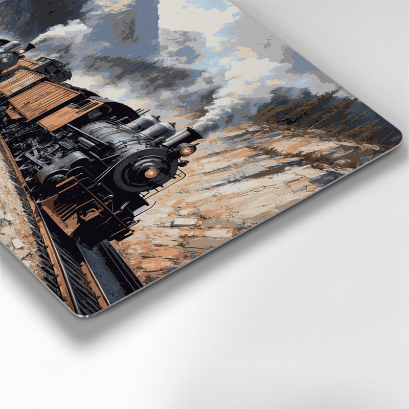Transport, trains de fret et wagons de fret, art mural en métal gris, 24" H x 36" W x 0.05" D