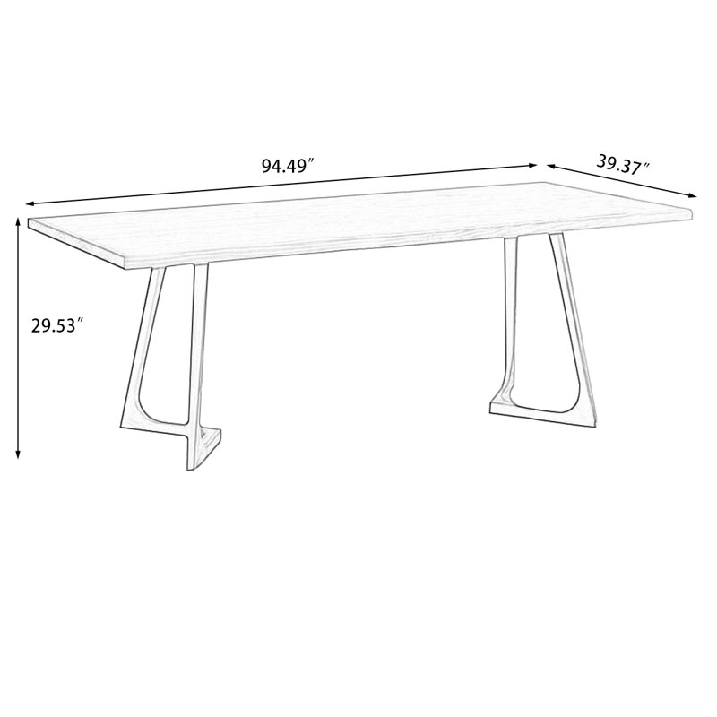 Brown Rectangular Solid Wood Dining Table, 29.53"H x 94.49"L x 39.37"W