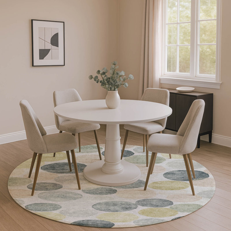 Premium Machine Washable Jakiyra AMF1898 Geometric Rug, Round 8'