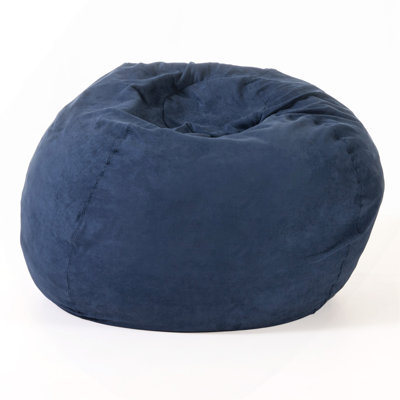 High-Density Shredded Foam Bean Bag Chair with Removable Microsuede Cover, Comfortable Lounge for Kids & Adults, Midnight Blue