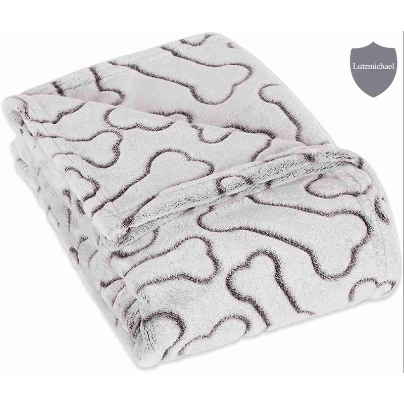 Bone Print Black and Gray Reversible Pet Blanket