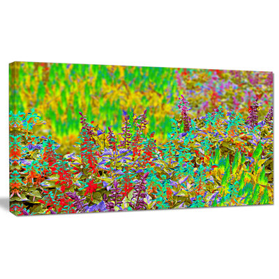 Parterre de fleurs coloré texturé - impression sur toile tendue