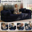 Canapé-lit en velours côtelé de 89 po, canapé futon modulaire, canapé en mousse à compression avec 2 coussins, aucun assemblage requis-1369500015-1374894629
