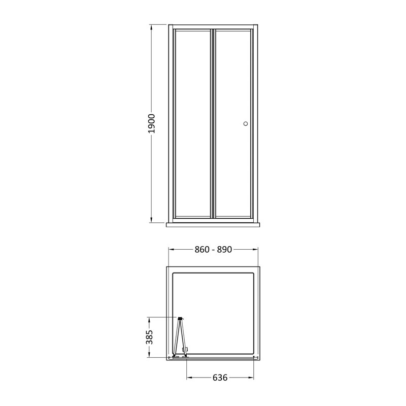 Bayswater 900mm Brushed Pewter Framed Bi-fold Shower Door