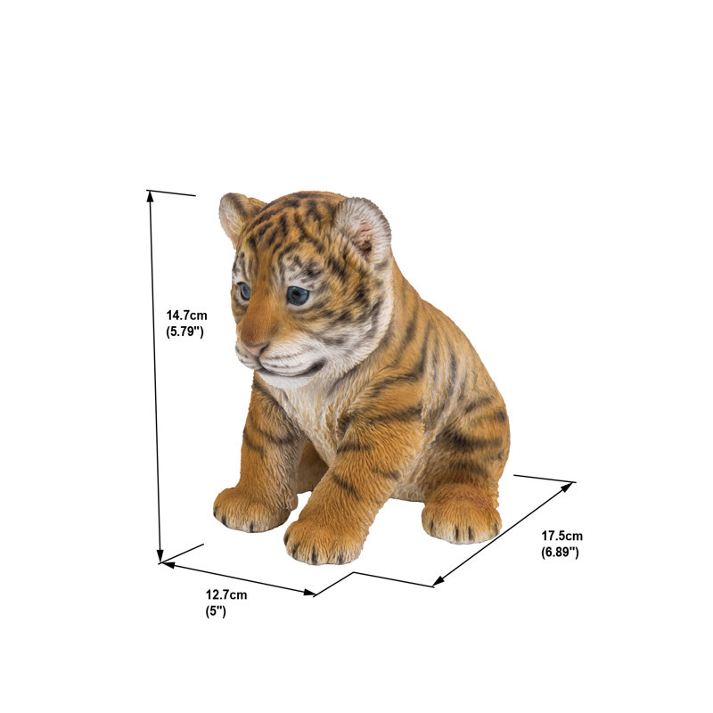 Adorable Realistic Sitting Tiger Cub Garden Statue